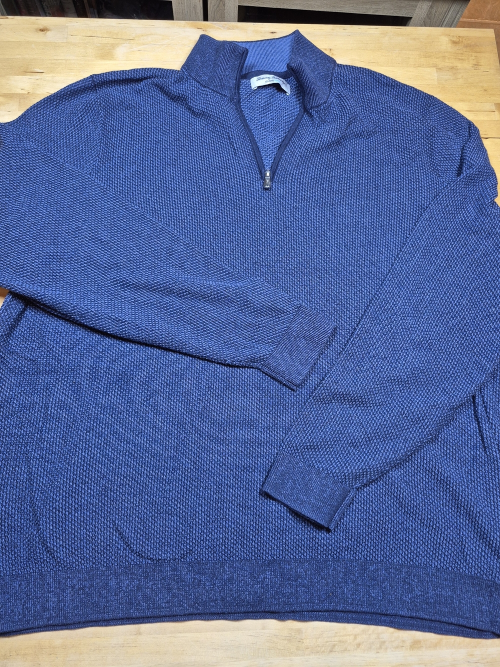 Tommy Bahama Navy Blue Quarter-Zip Textured Sweater